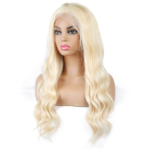 

Ishow Peruvian Human Hair Wig Blonde 613 Lace Frontal Wigs Middle Part T Lace Transparent Lace 1341 Body Wave Pre Plucked Human Hair 180 Density 10-28 Inch