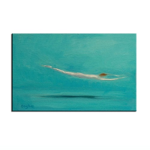 

Oil Painting Handmade Hand Painted Wall Art Modern Green Landscape People Swimming Abstract Home Decoration Decor Stretched Frame Ready to Hang