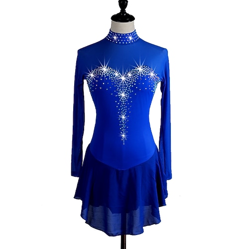 

Figure Skating Dress Crystals / Rhinestones Women's Girls' Training Performance Long Sleeve High Mesh Spandex