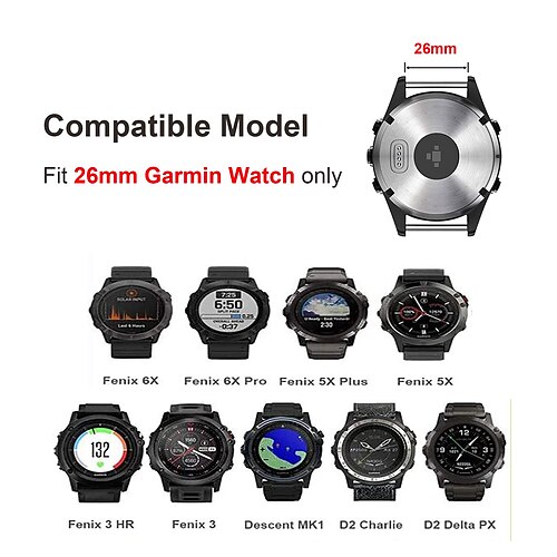 1 pcs Smart Watch Band for Garmin 7X / 6X / 5X / 3/3HR Plus Pro Sapphire Solar Descent Mk2i / Mk2 / Mk1 D2 Charlie / Bravo / Delta