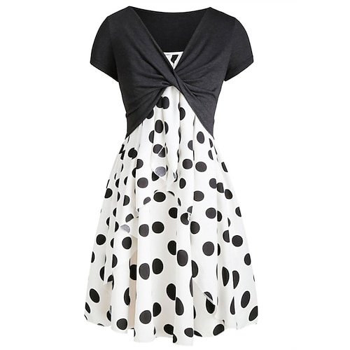 

Mulheres Conjunto de vestido Vestido De Duas Peças Vestido A Line Minivestido Preto Branco Amarelo Manga Curta Floral Franzido Primavera Verão Decote V à moda Final de semana 2023 S M L XL XXL 3XL