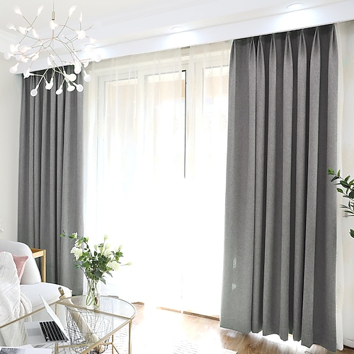 

2 Panels Curtain Drape Window Treatments Grey Room Darkening Grommet Rod Pocket For Living Room Bedroom Dining Room Thermal Insulation Curtains
