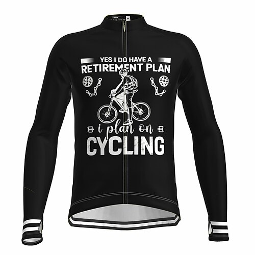 

21Grams Men's Cycling Jersey Long Sleeve Bike Top with 3 Rear Pockets Mountain Bike MTB Road Bike Cycling Breathable Quick Dry Moisture Wicking Reflective Strips Black Graphic Polyester Spandex Sports