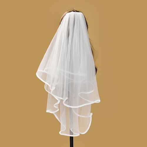 Tiered Mohair Edged Fingertip Veil - Style #V443F