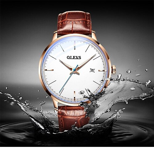 

OLEVS Mechanical Watch for Men Analog Automatic self-winding Luminous Luxury Waterproof Calendar / date / day Noctilucent Alloy Genuine Leather Fashion