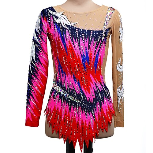 

Rhythmic Gymnastics Leotards Gymnastics Leotards Women's Girls' Bodysuit Spandex Stretchy Breathable Sparkly Long Sleeve Performance Training Competition Training Athletic Artistic Gymnastics