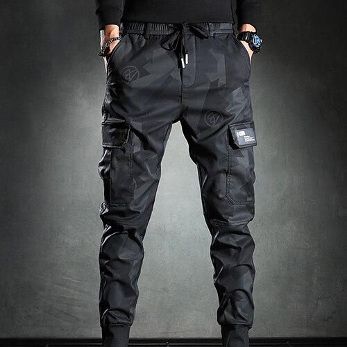 

Men's Casual Athleisure Jogger Trousers Cargo Pants Drawstring Multiple Pockets Full Length Pants Casual Daily Micro-elastic Camouflage Cotton Blend Breathable Outdoor Mid Waist Camouflage M L XL XXL