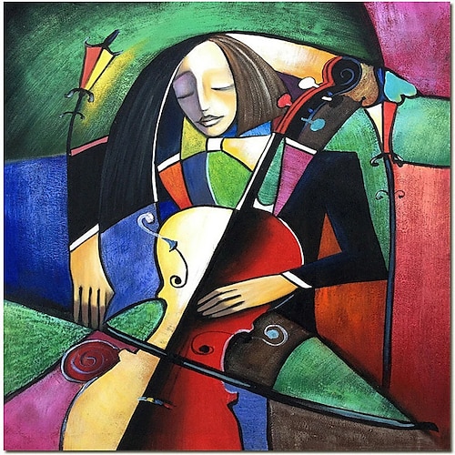 

Oil Painting Handmade Hand Painted Wall Art Modern Playing the Violin People Abstract Home Decoration Decor Stretched Frame Ready to Hang