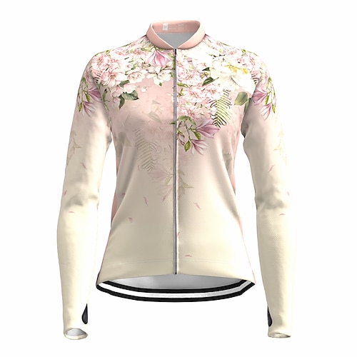 

21Grams Women's Cycling Jersey Long Sleeve Bike Top with 3 Rear Pockets Mountain Bike MTB Road Bike Cycling Breathable Quick Dry Moisture Wicking Reflective Strips Rosy Pink Floral Botanical