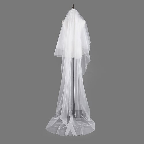 

Four-tier Simple / Classic Wedding Veil Cathedral Veils with Pure Color 59.06 in (150cm) Lace