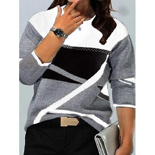 

Women's Plus Size Tops Hoodie Sweatshirt Long Sleeve Round Neck Elegant Casual Preppy Work Going out Nylon Winter Fall Green Blue