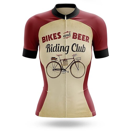 

21Grams Women's Cycling Jersey Short Sleeve Bike Top with 3 Rear Pockets Mountain Bike MTB Road Bike Cycling Breathable Quick Dry Moisture Wicking Reflective Strips Burgundy Graphic Polyester Spandex