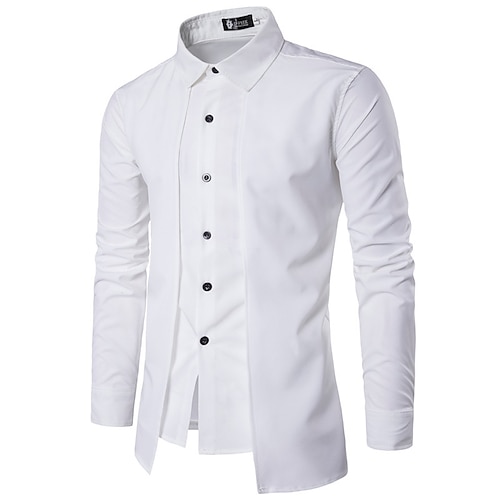 

Men's Vintage Shirt Regular Fit Long Sleeve Square Neck Solid Color Cotton Black Red Navy Blue 2022