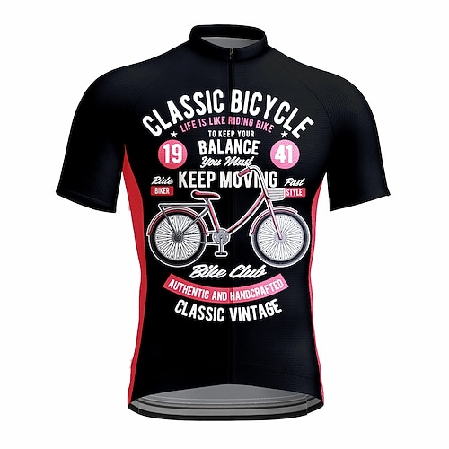 

21Grams Men's Cycling Jersey Short Sleeve Bike Top with 3 Rear Pockets Mountain Bike MTB Road Bike Cycling Breathable Quick Dry Moisture Wicking Reflective Strips Black Graphic Polyester Spandex