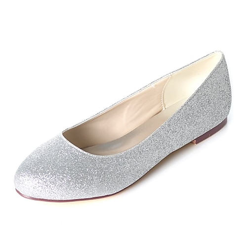 

Women's Wedding Shoes Wedding Party Plus Size Wedding Flats Bridesmaid Shoes Summer Flat Heel Round Toe Basic Ballerina Minimalism Glitter Synthetics Loafer Solid Colored Silver Light Purple Black