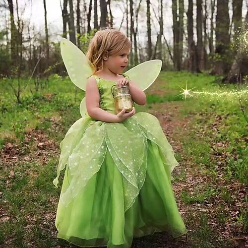 

Bambino Piccolo Da ragazza Vestito Liscio Abito linea A Compleanno Prestazioni Increspato Retato Verde Maxi Senza maniche Da principessa Costume Vestitini Autunno Estate Standard 2-8 anni