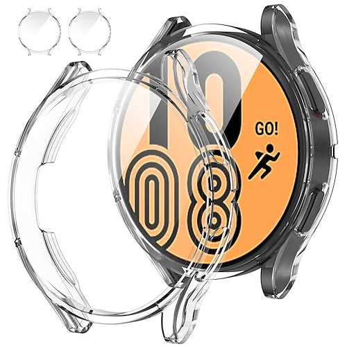 

2 Pack Smartwatch Screen Protector with Case for Samsung Galaxy Watch 4 Screen Protector Case 40mm Accessories Protective Face Cover Hard PC Bumper Case for Women Men Galaxy Watch4 40 mm (Galaxy Watch 4-40mm Pink Gold)