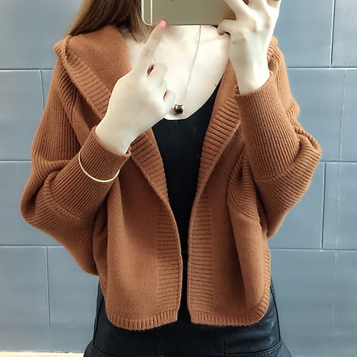 

Women's Shrug Jumper Knit Knitted Pure Color Open Front Stylish Sport Daily Spring Pink Khaki One-Size / Long Sleeve / Regular Fit