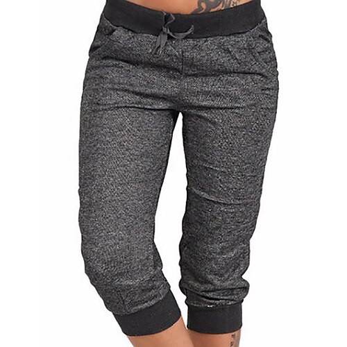 

Women's Plus Size Capri shorts Solid Color Sporty Casual Casual Daily Natural Calf-Length Spring Fall Gray Black L XL XXL 3XL