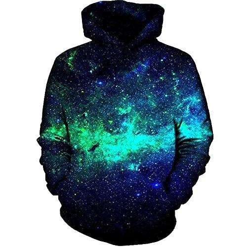 

men green galaxy pullover hoodie sweatshirt graphic hoodie daily casual 3d print kangaroo pocket premium all over print hoodies