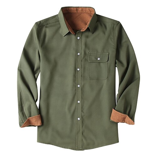 

Men's Flannel Shirt Shirt Jacket Fleece Shirt Graphic Turndown Army Green Dark Blue Coffee Street Daily Long Sleeve Button-Down Clothing Apparel Fashion Casual Comfortable Fall Winter