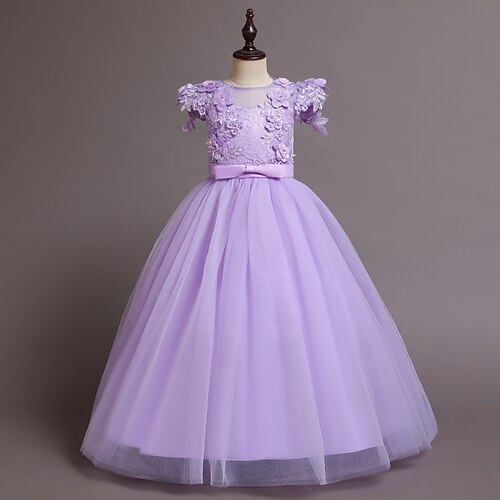 

Kids Girls' Dress Solid Colored Tulle Dress Knee-length Dress Performance Mesh Sleeveless Cute Dress 4-13 Years Winter Purple Red White