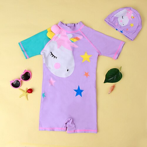 

Kids Girls' Two Piece Swimwear Outdoor Animal Active Patchwork Bathing Suits 3-10 Years Spring Purple Pink