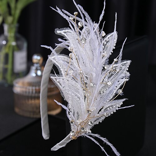 

Diademi della corona Cerchietti Accessori per capelli Strass Piume artificiali Matrimonio Festa / Serata Retrò Dolce Con Piume Perle false Copricapo Copricapo