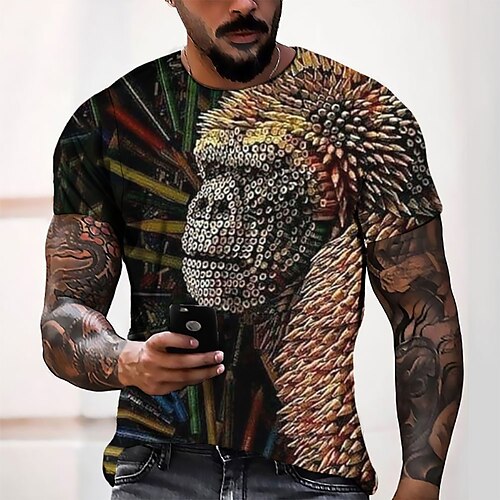 

Men's T shirt Tee Tee Graphic Orangutan Round Neck Black 3D Print Casual Daily Short Sleeve 3D Print Clothing Apparel Fashion Elegant / Summer / Summer