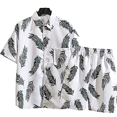 

Men's Summer Printed Shirt Shorts Set Fashion Printed Casual Short Sleeve Beach Vacation Clothing (777, XL, x_l)