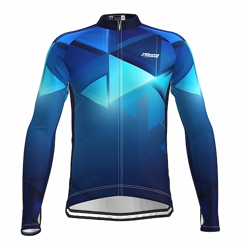 

21Grams Men's Cycling Jersey Long Sleeve Bike Jersey Top with 3 Rear Pockets Mountain Bike MTB Road Bike Cycling Breathable Quick Dry Moisture Wicking Reflective Strips Green Yellow Sky Blue