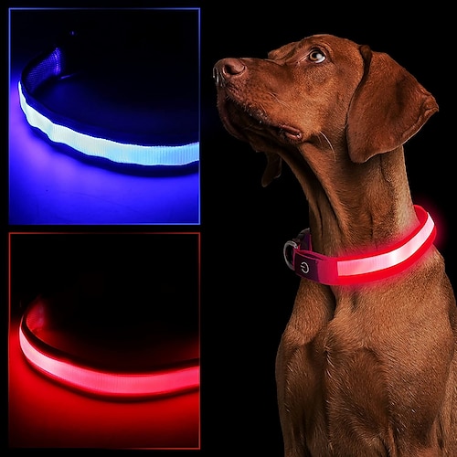 

LED Dog Collar USB Rechargeable Nylon Dog Flashing Collar Adjustable with Steady Flash Blink Light