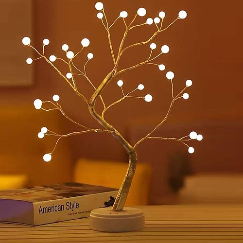 

led perla albero di natale luce pasqua albero di betulla luce decorazione della casa da tavolo 36 led decorazioni fai da te usb/batteria interruttore touch per la camera dei bambini