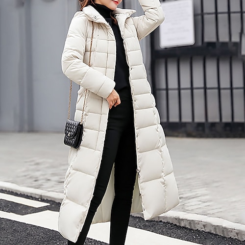 

Per donna Giacca invernale Piumino Parka Esterno Giornaliero Autunno Lungo Cappotto Standard Antivento Tenere al caldo Streetwear Informale Giacca Manica lunga Tinta unica Colletto di pelliccia Tasche