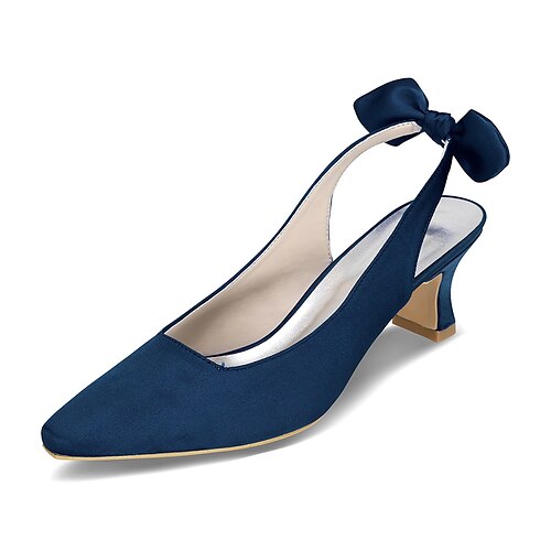 

Dame bryllup sko Bryllup Bryllupshæler Brudesko Brudepike sko Sommer Sløyfe Flare-hæl Slingback-hæl Spisstå Elegant minimalisme Sateng Elastisk bånd Ensfarget Svart Hvit Krystall