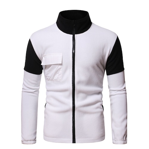 

Hombre Sudadera con cremallera Chaqueta Azul Piscina Blanco Negro Cuello Mao Bloque de color Retazos Cremallera Bolsillo delantero Casual Diario Fin de semana Ropa deportiva Casual Grande y alto