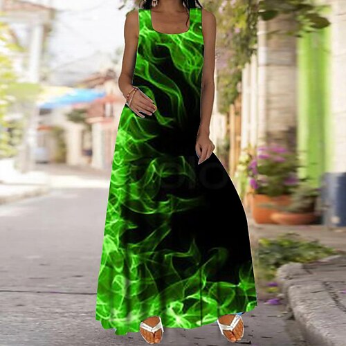 

Mulheres Vestido de turno Verde Rosa Sem Manga Imprimir Primavera Verão Gola Redonda Moderno Final de semana Ajuste Largo 2022 S M L XL XXL 3XL