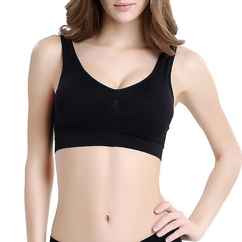 

Women's Wireless Bras Sports Bras Fixed Straps Full Coverage V Neck Breathable Running Sport Pure Color Pull-On Closure Sport Casual Daily Nylon 1PC White Black / Bras & Bralettes / 1 PC