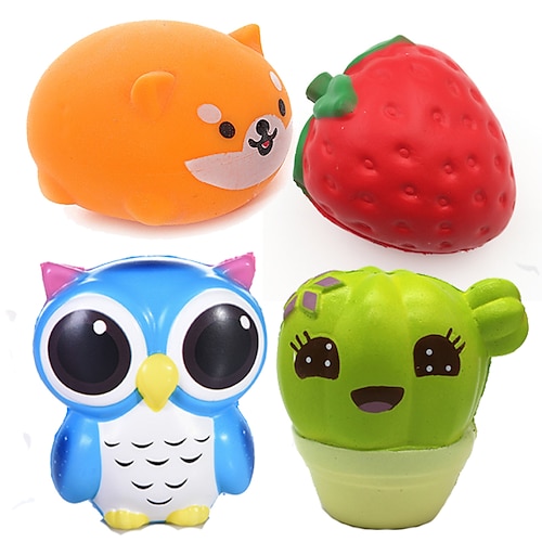 

Random 2pcs For Salecreamy Scented Soft Squeezes Novelty Pressure Sensory Toys Cute Cartoon Cat Slow Rebound Stress Reliever Toys