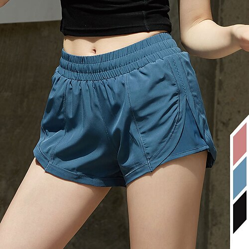 

Women's Running Shorts Sweatshorts 2 in 1 Solid Colored Sport Athleisure Bottoms Breathable Quick Dry Moisture Wicking Soft Marathon Running Jogging Exercise Athletic Activewear / Micro-elastic