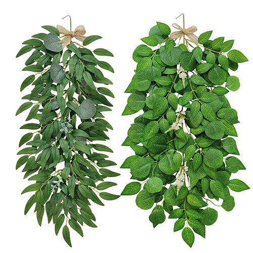

Simulation Eucalyptus Ornaments Nordic Home Wall Hanging Decoration Encrypted Green Plant Simulation Willow Leaf Wisteria Pendant