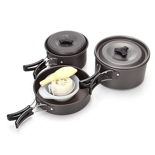 

Juego de utensilios Olla con batea para camping Juego de vajilla de camping Conjunto Portátil Utra ligero (UL) Duradero Aleación de aluminio para 2 - 3 personas Al aire libre Camping / Senderismo