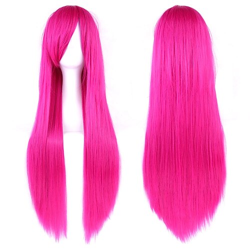 

Cosplay Costume Wig Straight Middle Part Wig Fuchsia Synthetic Hair Women's Mixed Color