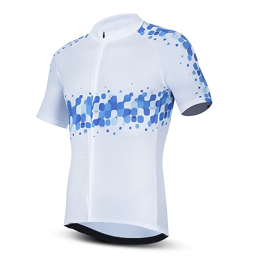 

21Grams Men's Cycling Jersey Short Sleeve Bike Top with 3 Rear Pockets Mountain Bike MTB Road Bike Cycling Breathable Quick Dry Moisture Wicking Reflective Strips White Polka Dot Polyester Spandex