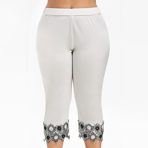 

Women's Plus Size Capri shorts Solid Color Casual Yoga Casual Daily Natural Calf-Length Fall Spring White Black Dark Blue L XL XXL 3XL 4XL