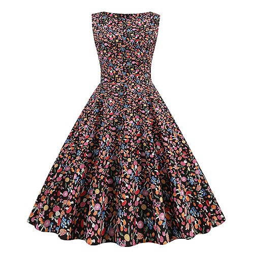 

Audrey Hepburn 1950s Hepburn Floral Cocktail Dress Vintage Dress Dress Party Costume JSK / Jumper Skirt A-Line Dress Prom Dress Women's Costume Vintage Cosplay Party Tea Party Dress Sleeveless Knee