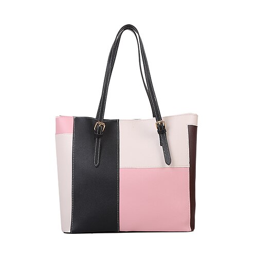 

on the new korean version of the contrast color large-capacity tote bag women's fashion out of the hand shopping bag women's bag western style shoulder bag