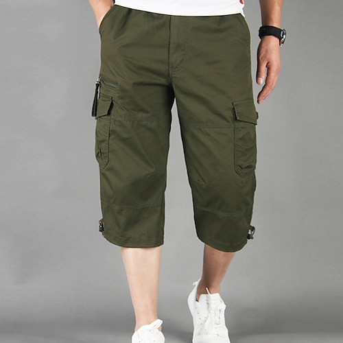 

Men's Cargo Shorts Multi Pocket Multiple Pockets Straight Leg Solid Color Breathable Outdoor Calf-Length Casual Daily Cotton Streetwear Stylish Black Army Green