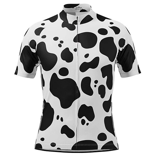 

21Grams Men's Cycling Jersey Short Sleeve Bike Top with 3 Rear Pockets Mountain Bike MTB Road Bike Cycling Breathable Quick Dry Moisture Wicking Reflective Strips Black Khaki Dot Polyester Spandex