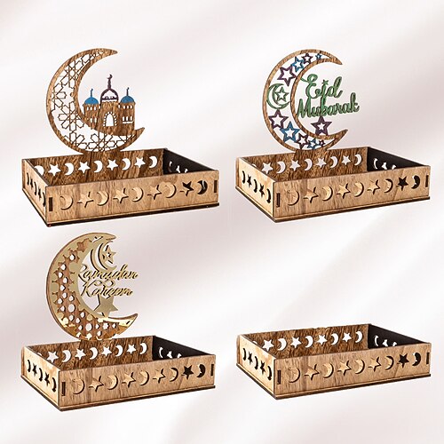 

Ramadan Wooden Ornaments Dade Festival Hollow Moon Ornaments Table Decorations Dessert Tray Crafts